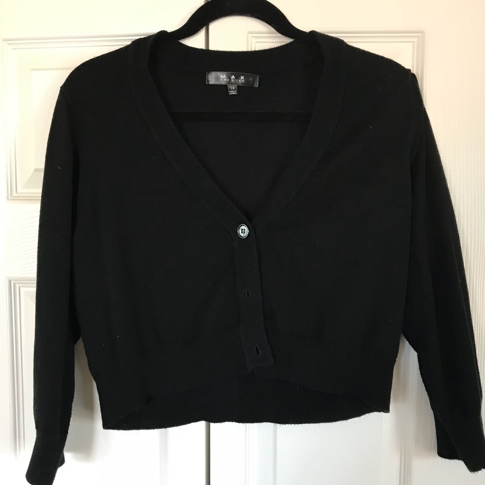 Black Mak Cropped Cardigan - Size 1X